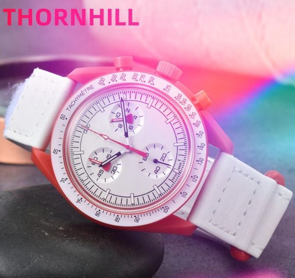 

bioceramic planet moon mens womens watches full function automatic quartz chronograph mission to mercury nylon belt luminous classic generou, Slivery;brown