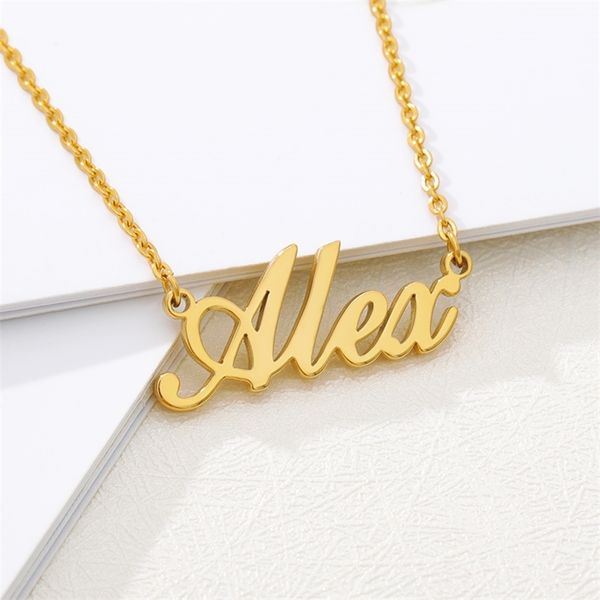 

fashion custom name pendant necklace with heart crown any letter choker necklace for women stainless steel jewelry collier femme 220817, Silver