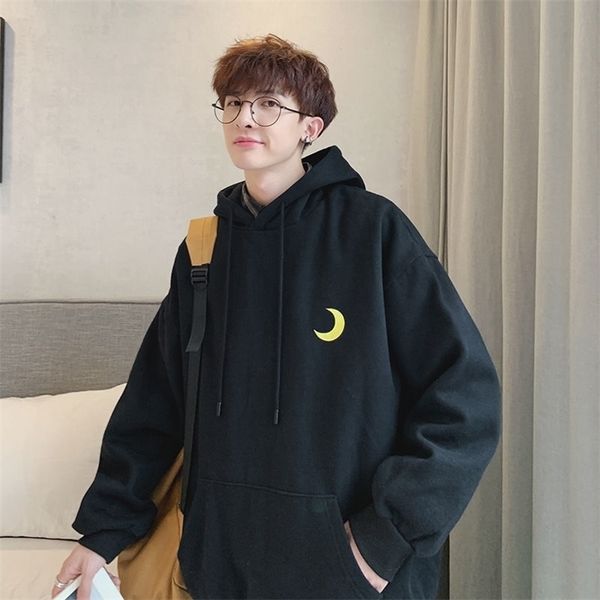 

privathinker korean men's hoodies the weather printed men hooded sweatshirts autumn man casual oversized hoodies pullovers 201201, Black