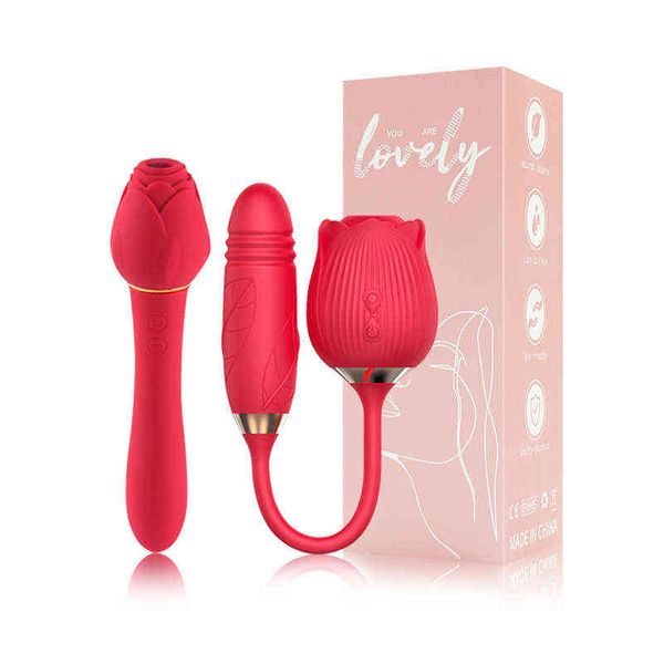 NXY Vibratörler Drop Shipping Su Geçirmez Silikon Gül Seks Oyuncakları Klitoral Sucking Dildo Vibratör Kadın 0411