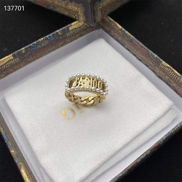 

20% off 2022 new jewelry home letter women's brass used pearl fashion personality ring, Silver
