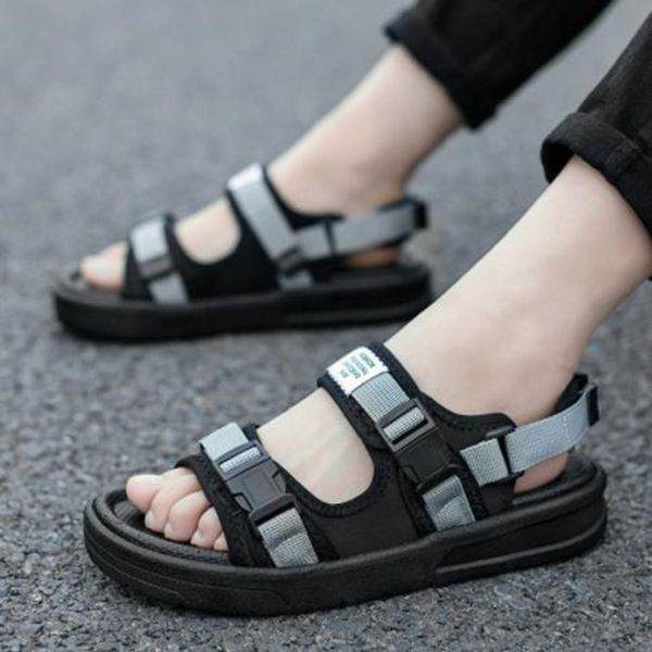 

summer sandals casual men's non-slip soft sole beach shoes, Black