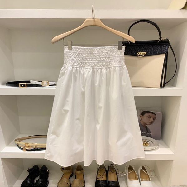 

fashion skirt women elastic high waist solid s for aline mujer faldas koreas springsummer pleated 210506, Black