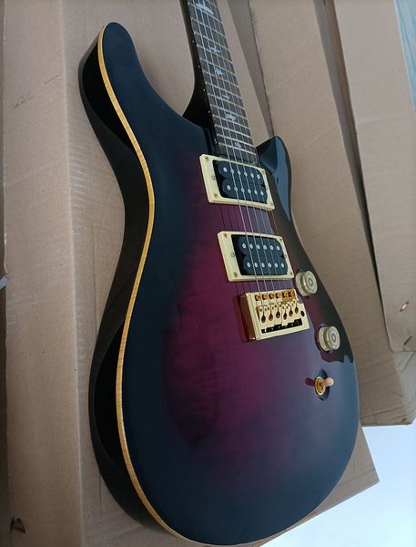 

6 strings purple electric guitar with humbuckers pickups quilted maple veneer