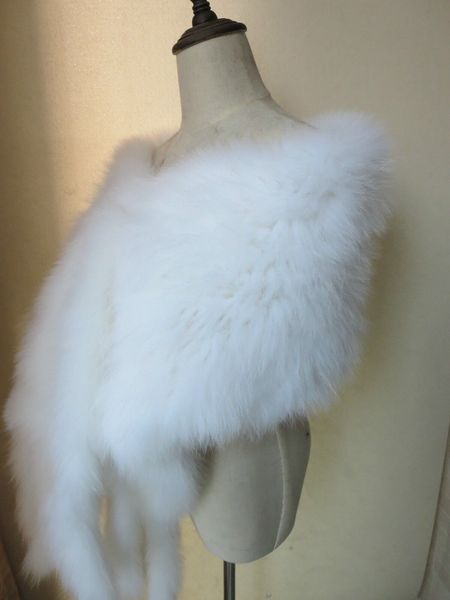 

real fox fur scarf shawl bride wedding party cape wraps white 180cm, Blue;gray