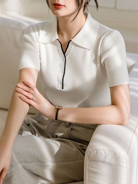 

dazy-less rib knit button front knit v6qt#, White;black