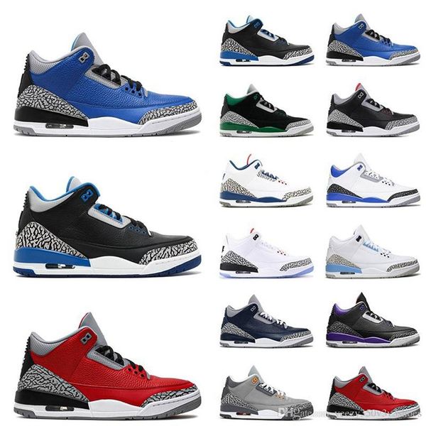 

men basketball shoes 3s 3 cardinal red pine green racer blue cool grey hall of fame court purple laser orange trainers outdoor sports sneake, Black