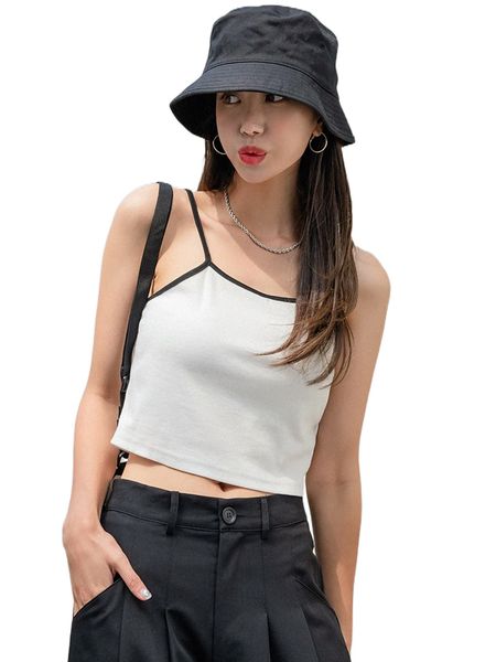 

dazy contrast binding crop cami v4ud#, White