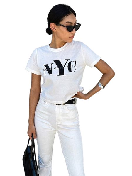 

dazy letter graphic crop tee w10b#, White