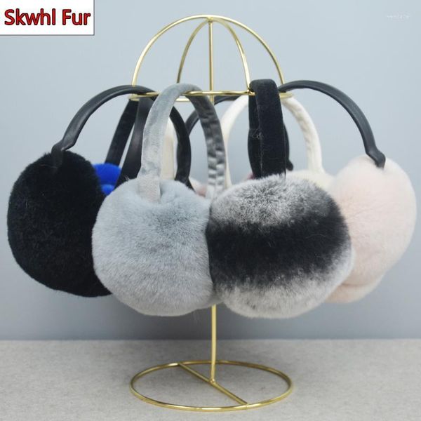 Boinas de inverno Mulheres calorosas Real rex pêlo pêlo Os ouvidos de ouvidos de outono, confortáveis, fones de ouvido de esqui, antibrau Casque fofo wend22