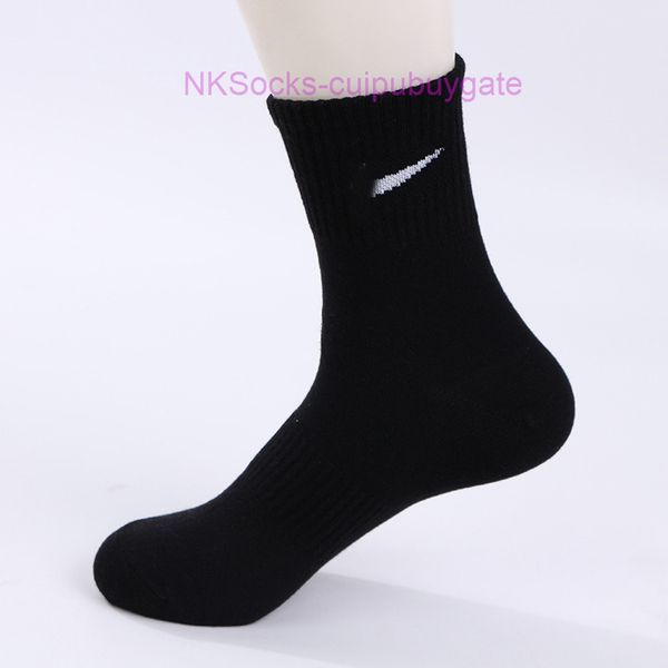 

men's fashion socks classic hook brand combed cotton sweat absorbing breathable medium tube sports striped solid sock casual men women, Black