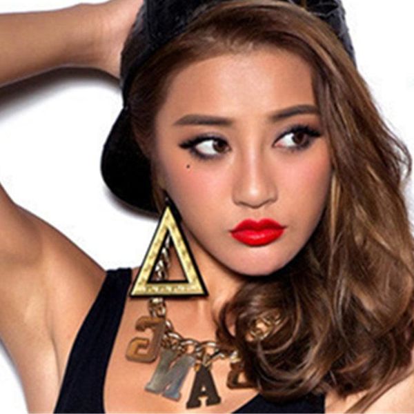 

acrylic gold silver super large triangle dangle earrings for women fashion jewelry
