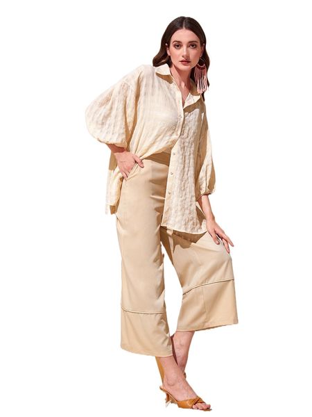

modely drop shoulder shirt & pants f1uh#, White