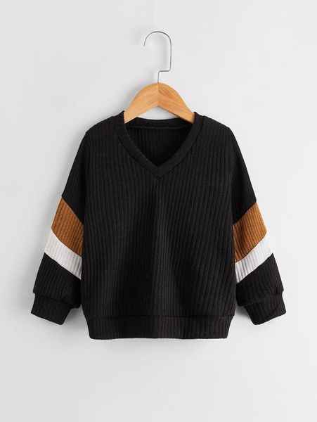 

toddler boys v neck color block sweatshirt she, Black