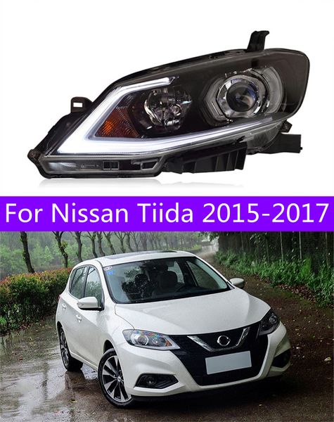 Автомобильные фары для Nissan Tiida 20 15-20 17, фары DRL дневного света, светодиодные лампы дальнего света, аксессуары для автомобильных фар