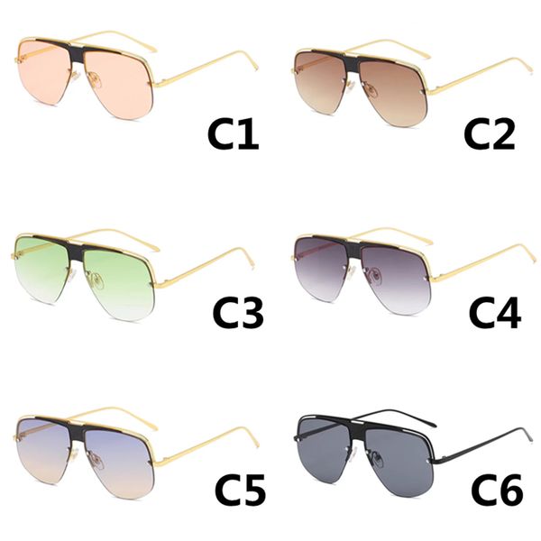 

luxury oversized sunglasses for men fashion women vintage metal big frame semi-rimlesss sun glasses uv400, White;black