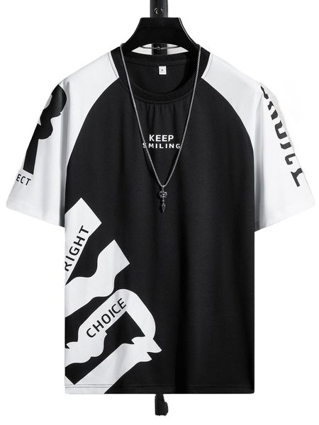 

men two tone slogan graphic raglan sleeve tee z0yb#, White;black