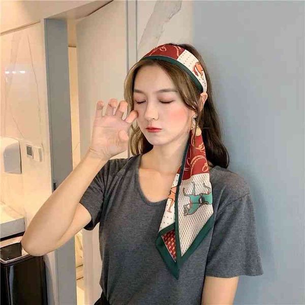 

designer silk head bag hair scarf vintage carriage new thin narrow long silk womens fashion decoration pointed binding bag hair belt ribbon, Blue;gray