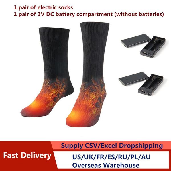 Sportsocken, 3 V, Thermo-Baumwolle, beheizt, für Männer und Frauen, batteriebetrieben, Winter-Fußwärmer, elektrisch, elastisch, weich