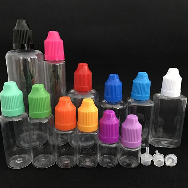 

empty e liquid plastic dropper bottles with child proof bottle caps needle tips