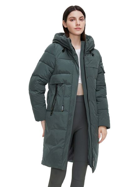 

gasman zip pocket drawstring hooded puffer coat v2xb#, Black