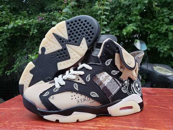 

6 dmp parachute beige petra brown black basketball shoes men trainer cactus jack paisley elephant print mens sneaker with box