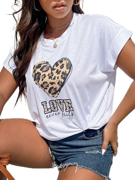 

plus heart & slogan graphic batwing sleeve tee i8b6#, Black