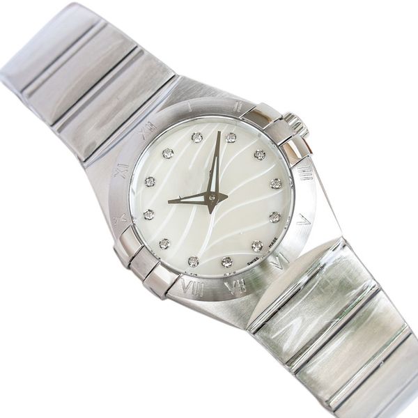 

women's quartz watch fashion 27mm stainless steel dial strap water resistant personality girls diamond designer watch movement watches, Slivery;brown