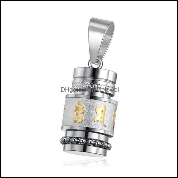 

charms jewelry findings components 652f stainless steel buddhism six words rotatable necklace women men mantra prayer wheel bottle urn pen, Bronze;silver