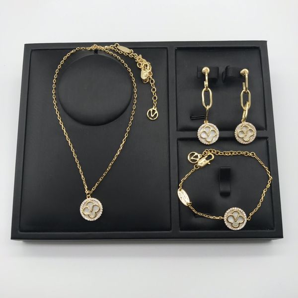 

designer necklaces bracelets earrings luxury brands l set jewelry fashion vintage chains women's valentine's day gifts2, Black