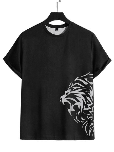 

men animal print tee 46ln#, White;black