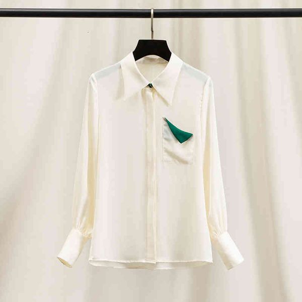 

women's polos beige micro transparent high-end silk sunscreen shirt women's summer thin mulberry senior long sleeve teaching inter, White