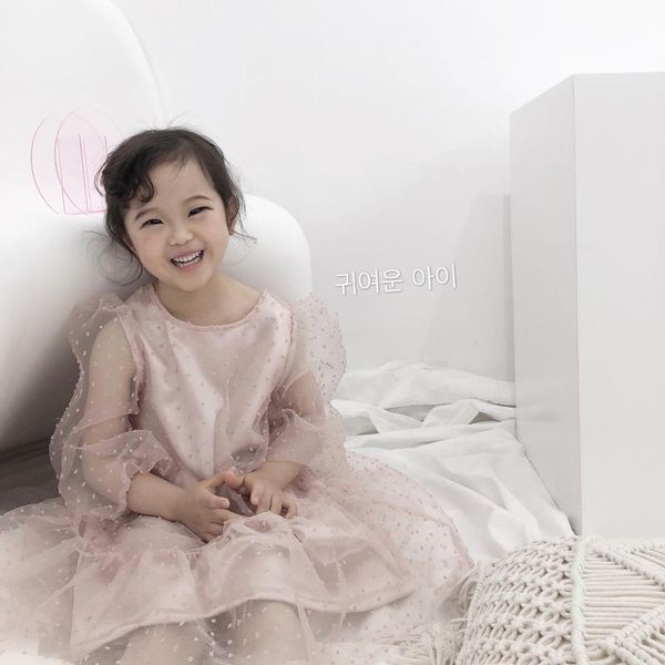 

girl's dresses 2022 summer dress korean baby girl princess mesh patchwork birthday children's lovely vestido 2-7y, Red;yellow