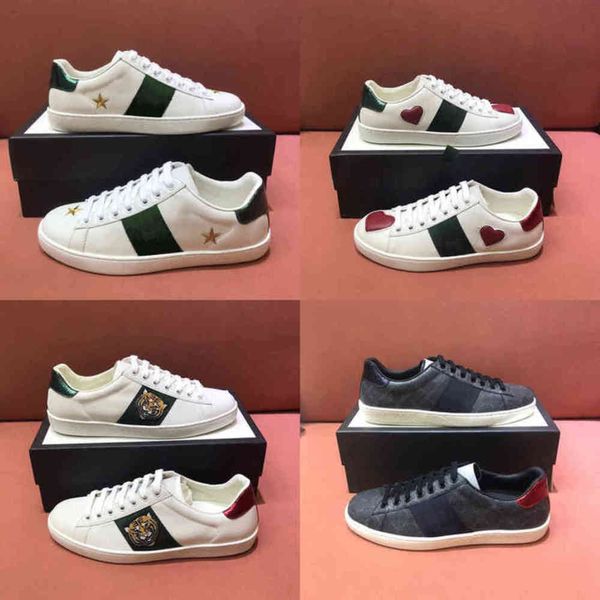 

2024 men women sneaker casual shoes snake tiger chaussures leather sneakers ace bee embroidery stripes stylist shoe walking sports trainers