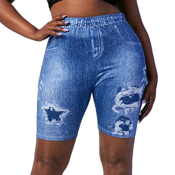 Damen-Jeans in Übergröße, Vintage-Jeans mit hoher Taille, Shorts, für Damen, zerrissen, Stretch, Damen, D30, Damen, Damen, Damen