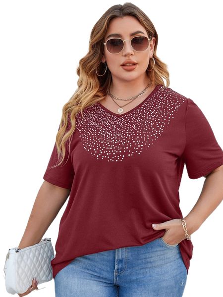 

plus polka dot tee 6832#, Black