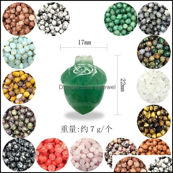 

stone loose beads jewelry 17x17x22mm natural crystal hazelnut ornament mini pine cones nuts acorn carved fruit gemstone rose qua dhdpb, Black