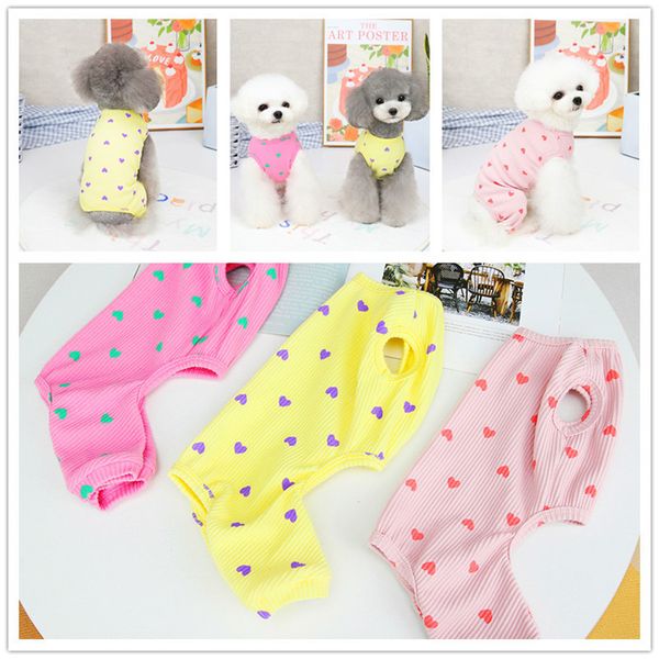 Dog Apparel Spring e Summer Puppy Love Four Legs Roupas de casa Cois pequenos Roupas de animais de estimação Teddy Teddy