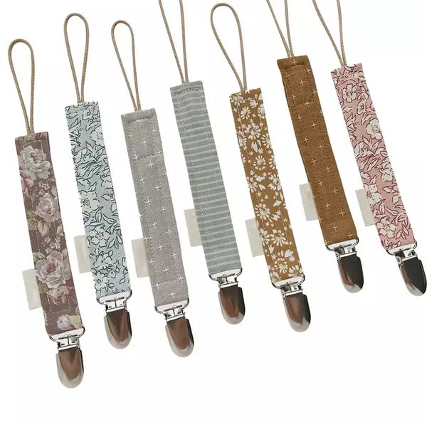 

customize pacifier chain baby dummy clips cotton polyester with metal wood plastic clip for choose sublimation infant soothers holder