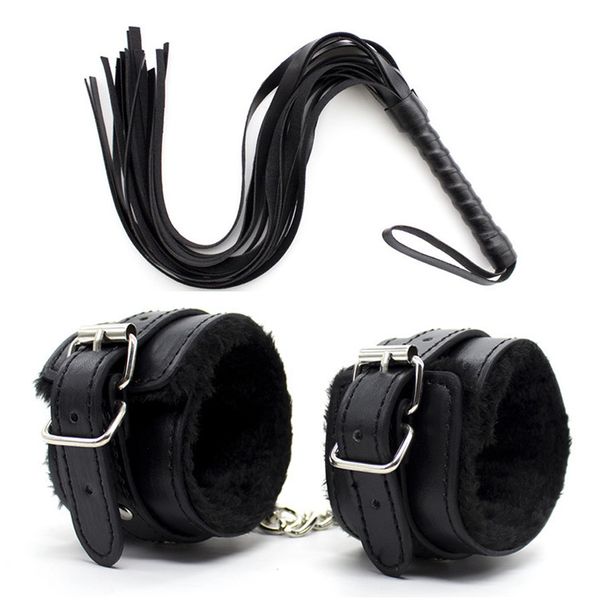 Frau sexy Dessous Leder Peitsche Flogger Plüsch Handschellen Bondage Sklave exotische Accessoires Spielzeug für Paare Spiele