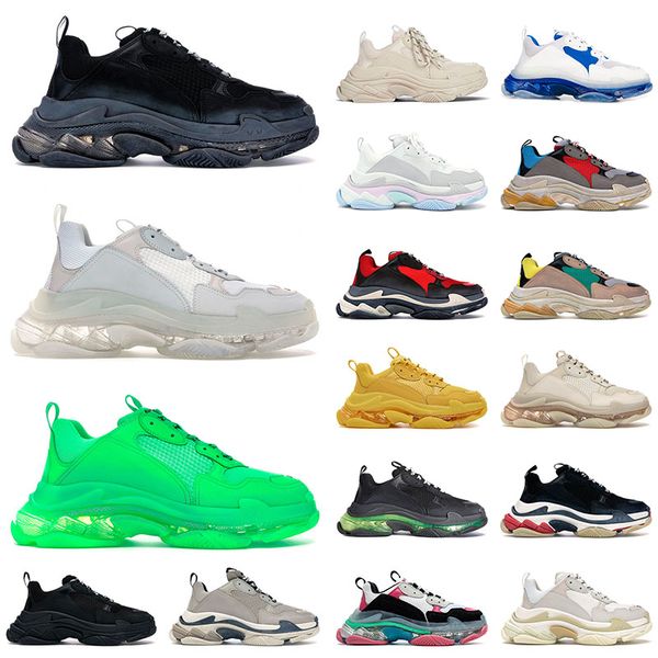 

2022 new triple s balencigas sneakers designer shoes for men women clear sole black ivory purple beige white pink blue green cherry sports l