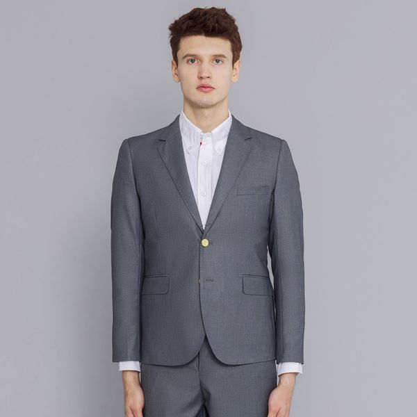 

tb male suit autunm winter man jacket fashion brand blazer classic wide lapel solid gold buttons coats formal business casual jackets, White;black