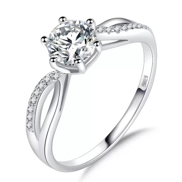 

925 sterling silver cz round engagement ring flower twist wedding band size 5-10