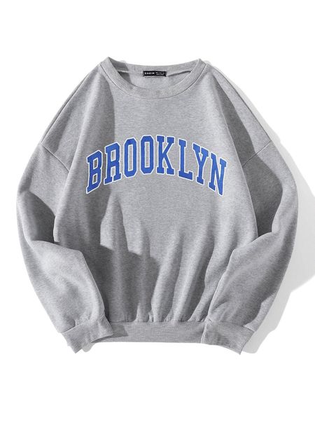 

letter graphic drop shoulder thermal sweatshirt l7xn#, Black