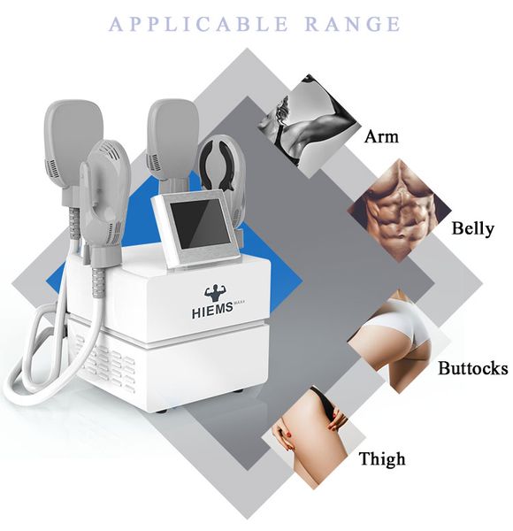 Macchina portatile per la stimolazione muscolare elettrica HIEMT 4 maniglie per scolpire il corpo bruciare i grassi costruire muscoli fitness rassodare la pelle HIEMS attrezzature per la perdita di peso