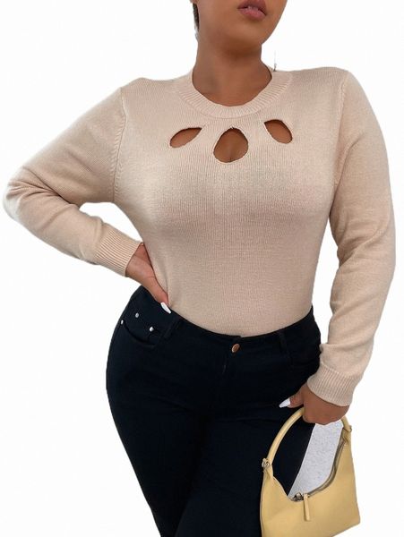 

plus cut out sweater 75un#, Black