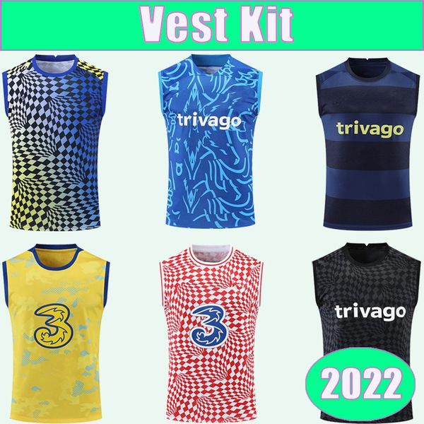 

2022 kante kovacic lukaku training wear vest mens soccer jerseys pulisic mendy ziyech football shirt sleeveless uniforms, Black