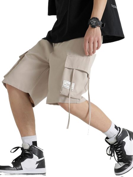 

men flap pocket letter patched cargo shorts j3bl#, White;black