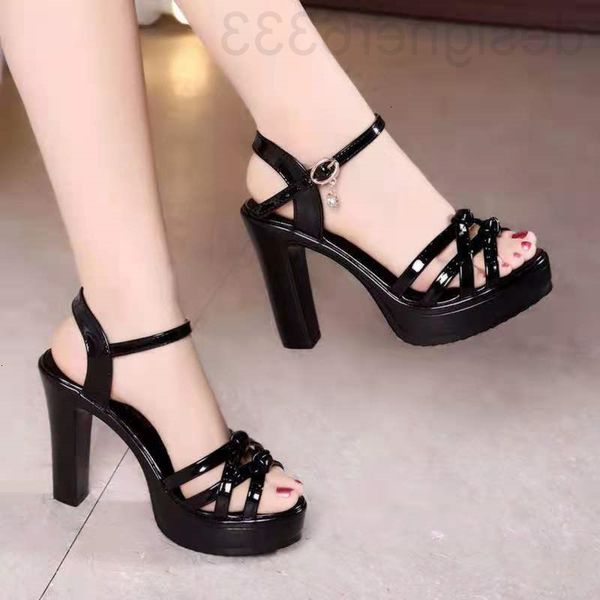 

sandals designer temperament sandals thick heel summer 01super fairy fashion women's shoes-p5, Black