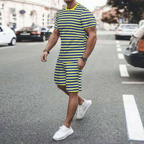 

men outfits 2piece set sweatsuit short sleeves t shirts and casual shorts over print sets breathable summer clothing 220602, Gray